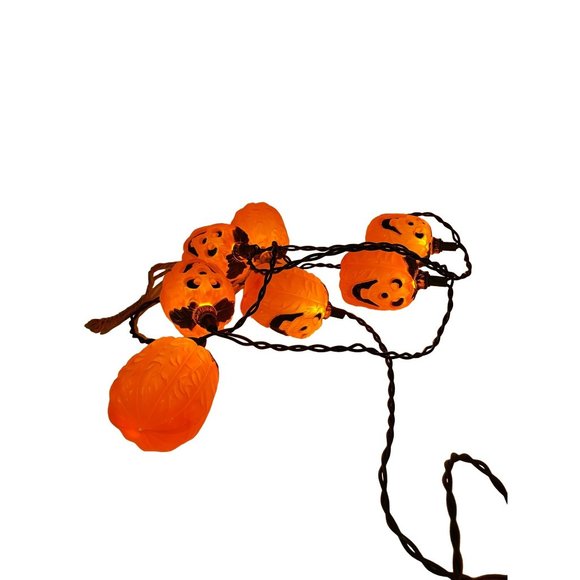 Halloween Blow Mold 10- Pumpkin Jack O Lantern String Lights 10 Feet Long - Picture 3 of 6